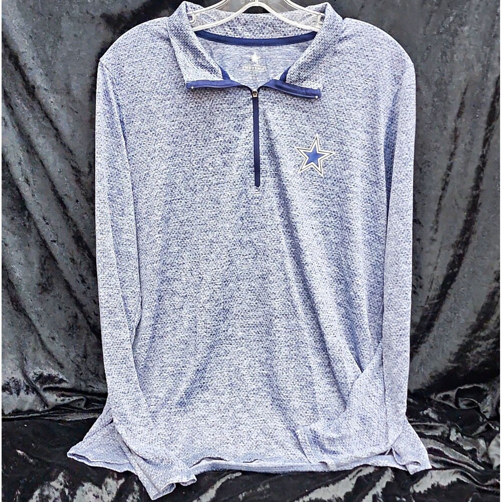 Women’s XL Regular Blue Heathered 1/4 Zip Mock Neck Logo Sweatshirt